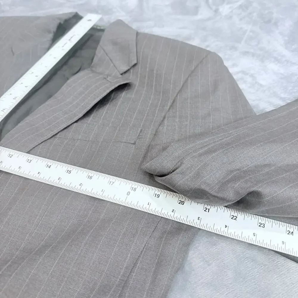 Vtg Lauren Ralph Lauren Pure Wool Blazer Sz 38s Gray Pin Strip Made In Canada